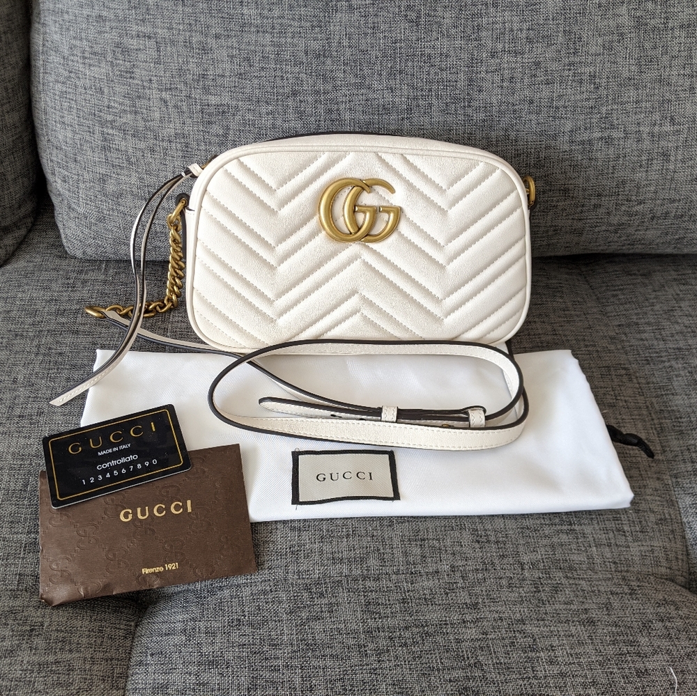 UNBRANDED Marmont Matelasse Small White Camera Bag